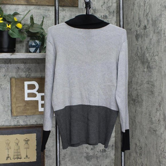 NWT Calvin Klein Plus Size Ribbed Turtleneck Sweater W2VSD700 3X Gray Black - Picture 3 of 7